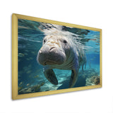 Turquoise Grey Manatee Majesty - Manatee Bedroom Wall Art
