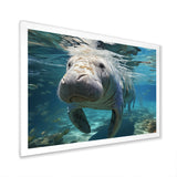 Turquoise Grey Manatee Majesty - Manatee Bedroom Wall Art