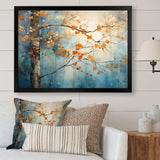 Orange Teal Maple Tree Glowing Embers II - Floral Canvas Wall Art