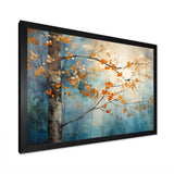 Orange Teal Maple Tree Glowing Embers II - Floral Canvas Wall Art