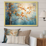 Orange Teal Maple Tree Glowing Embers II - Floral Canvas Wall Art