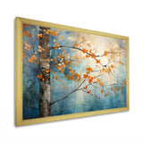 Orange Teal Maple Tree Glowing Embers II - Floral Canvas Wall Art