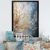 Orange Teal Maple Tree Glowing Embers III - Floral Canvas Wall Art