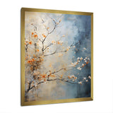 Orange Teal Maple Tree Glowing Embers III - Floral Canvas Wall Art