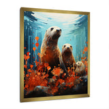 Teal Orange Marine Animals Curious Sea - Marine Animals Canvas Wall Art