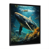 Teal Yellow Marine Animals Graceful Giants - Teal Marine Animals Wall Art
