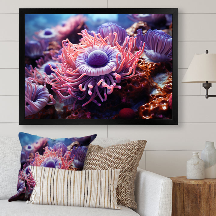 Purple Pink Marine Animals Harmony - Purple Marine Animals Wall Art