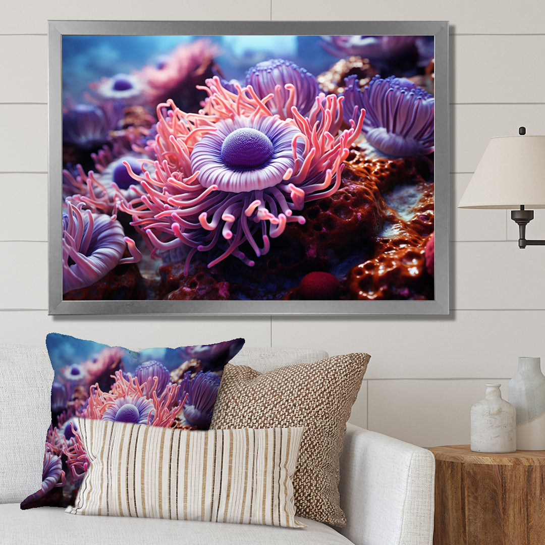 Purple Pink Marine Animals Harmony - Purple Marine Animals Wall Art