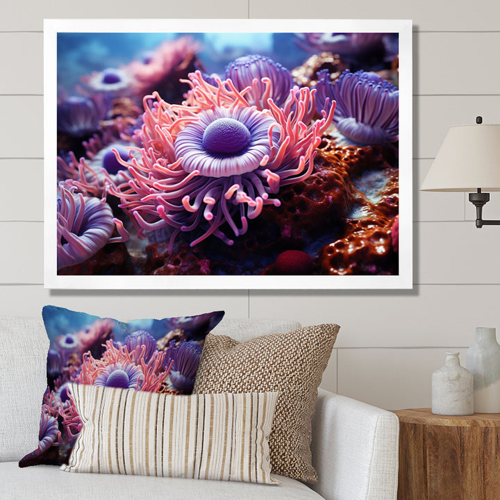 Purple Pink Marine Animals Harmony - Purple Marine Animals Wall Art