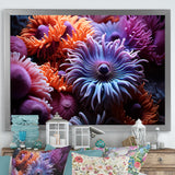 Purple Coral Marine Animals Harmony - Marine Animals Framed Canvas Art