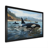 Black White Marine Animals Majestic Orcas - Marine Animals Living Room Wall Art