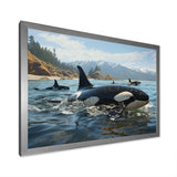 Black White Marine Animals Majestic Orcas - Marine Animals Living Room Wall Art