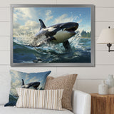 White Black Marine Animals Majestic Orcas - Marine Animals Bedroom Wall Art