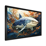 Grey Orange Shark Harmony - Marine Animals Wall Art Prints