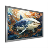Grey Orange Shark Harmony - Marine Animals Wall Art Prints