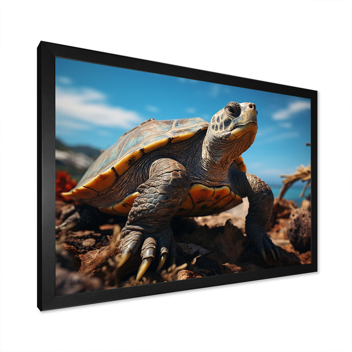 Green Blue Turtle Portrait Stunning - Marine Animals Wall Art Prints