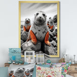 Grey Coral Seal Silent Guardians - Marine Animals Home Decor Art