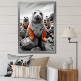 Grey Coral Seal Silent Guardians - Marine Animals Home Decor Art