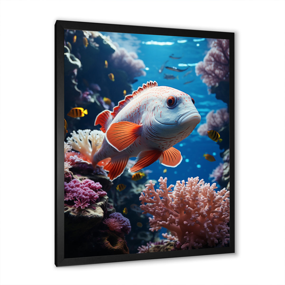Orange Blue Marine Animals Underwater Symphony - Marine Animals Bedroom Wall Art