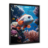 Orange Blue Marine Animals Underwater Symphony - Marine Animals Bedroom Wall Art