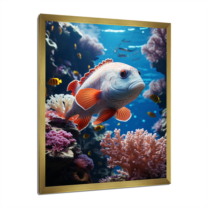 Orange Blue Marine Animals Underwater Symphony - Marine Animals Bedroom Wall Art