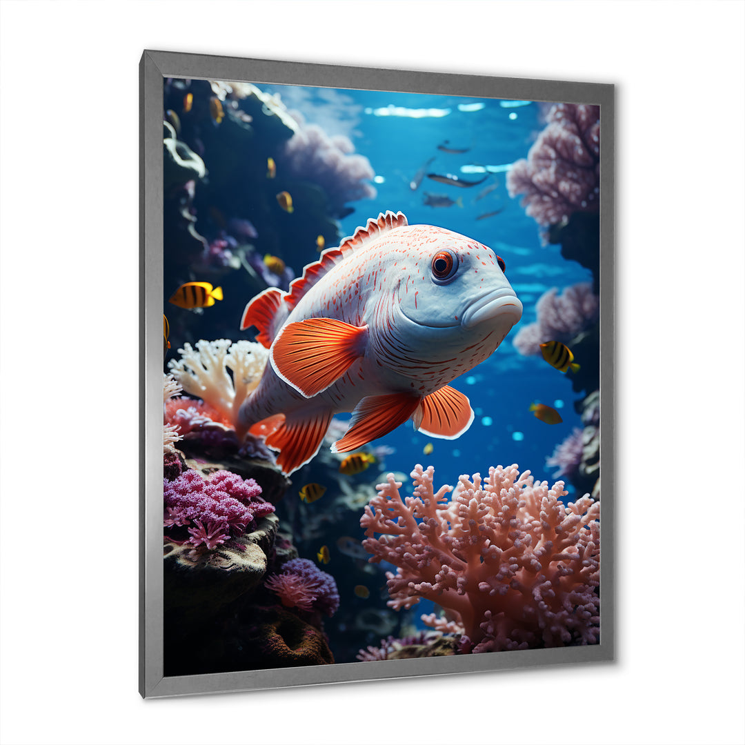 Orange Blue Marine Animals Underwater Symphony - Marine Animals Bedroom Wall Art