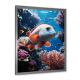 Orange Blue Marine Animals Underwater Symphony - Marine Animals Bedroom Wall Art