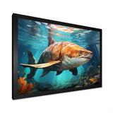 Grey Teal Shark Underwater Symphony - Marine Animals Wall Decor