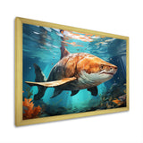 Grey Teal Shark Underwater Symphony - Marine Animals Wall Decor