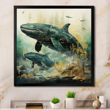 Grey Teal Marine Animals Whispering Whales - Marine Animals Wall Art Prints