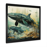 Grey Teal Marine Animals Whispering Whales - Marine Animals Wall Art Prints