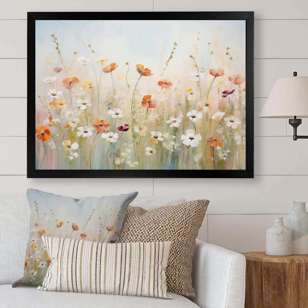 Meadow Contemporary Wildflowers - Landscapes Canvas Wall Art