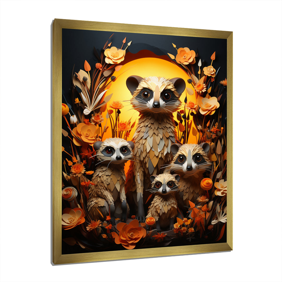 Orange Black Meercat Community Papercut - Orange Meercat Wall Art