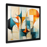 Orange Blue Mid Century Harmony In Geometry I - Abstract Canvas Wall Art