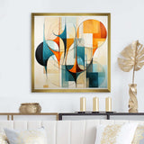 Orange Blue Mid Century Harmony In Geometry I - Abstract Canvas Wall Art