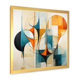 Orange Blue Mid Century Harmony In Geometry I - Abstract Canvas Wall Art