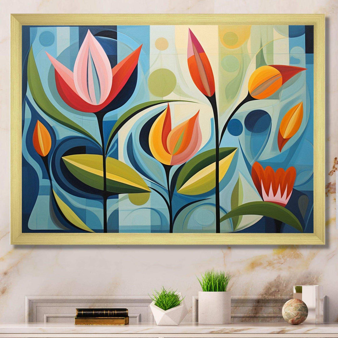 Designart Green Mid Century Mod Nature II - Abstract Canvas Wall Art