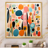 Pink Mid Century Playful Patterns II - Abstract Canvas Wall Art