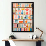 Pink Mid Century Playful Patterns IV - Abstract Canvas Wall Art