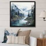 Grey Blue Minimalism Forest Reflections II - Abstract Canvas Wall Art