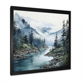 Grey Blue Minimalism Forest Reflections II - Abstract Canvas Wall Art