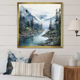 Grey Blue Minimalism Forest Reflections II - Abstract Canvas Wall Art