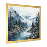 Grey Blue Minimalism Forest Reflections II - Abstract Canvas Wall Art