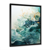 Teal Gold Minimalism Serenity In Motion - Abstract Canvas Wall Art