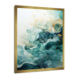 Teal Gold Minimalism Serenity In Motion - Abstract Canvas Wall Art