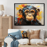 Yellow Teal Monkey Mischievous Monkey Collage - Monkey Home Decor Art