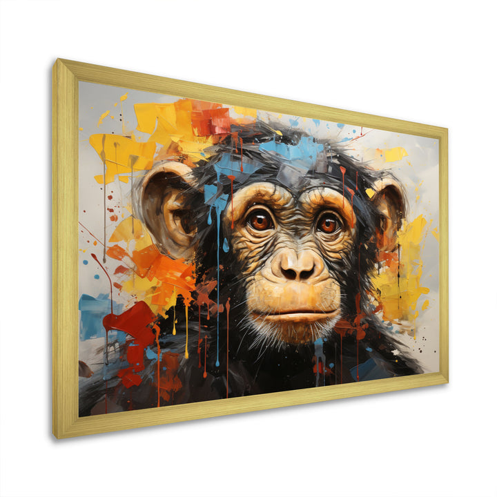 Yellow Teal Monkey Mischievous Monkey Collage - Monkey Home Decor Art