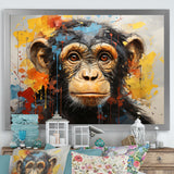Yellow Teal Monkey Mischievous Monkey Collage - Monkey Home Decor Art