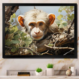 Green Brown Monkey Mischievous Monkey Pastoral - Monkey Living Room Wall Art