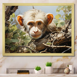 Green Brown Monkey Mischievous Monkey Pastoral - Monkey Living Room Wall Art